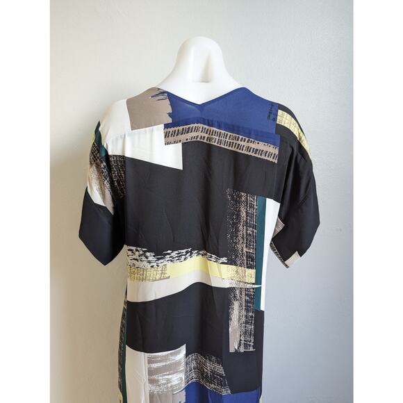 Aritzia Babaton Sz XS Jessie Midi Dress Black White Abstract Print Short Sleeve - Picture 12 of 14